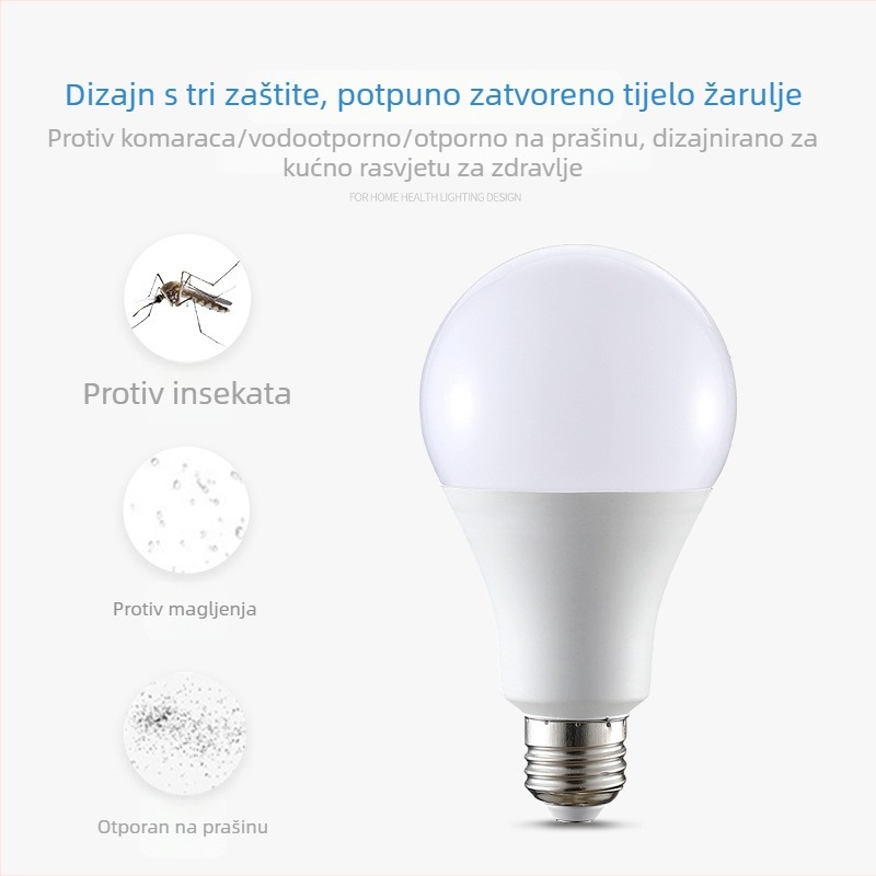 A60 LED žarulja, aluminijsko kućište prekriveno plastikom, E27 navoj, energetski učinkovita topla bijela rasvjeta za unutarnju upotrebu