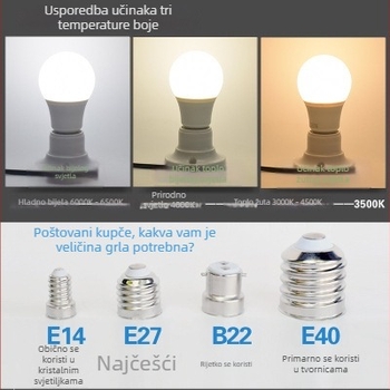 Jujue Lighting LED Žarulja, 5W, E27, velika kugla, bijela / topla bijela, visoka svjetlost