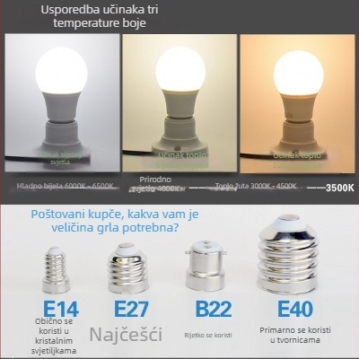 Jujue Lighting LED Žarulja, 5W, E27, velika kugla, bijela / topla bijela, visoka svjetlost