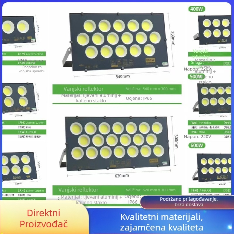 Vanjski LED floodlight 1000W, IP66, osvjetljenje za stadion i reklamu