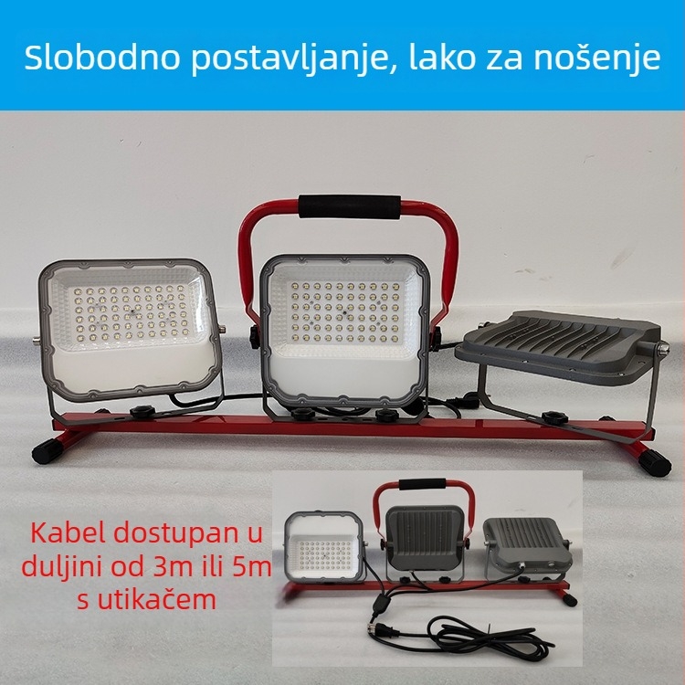LED radna svjetiljka za radionicu, mobilni reflektor na trokutastom stalku, vanjsko građevinsko osvjetljenje