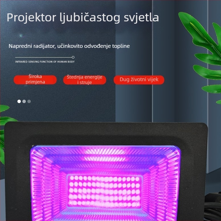 Vanjski vodootporni UV LED reflektor s aluminijskim kućištem, širok raspon napona, 275 nm, IP65
