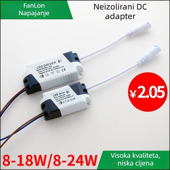 LED panel driver, 8-18W, 12W, 24W, široki ulaz, konstantna struja, neizolirano, ultra-tanki napajanje za panel rasvjetu s DC ženskim priključkom