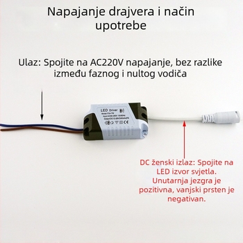 LED panel driver, 8-18W, 12W, 24W, široki ulaz, konstantna struja, neizolirano, ultra-tanki napajanje za panel rasvjetu s DC ženskim priključkom