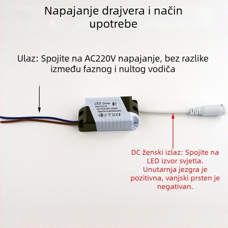 LED panel driver, 8-18W, 12W, 24W, široki ulaz, konstantna struja, neizolirano, ultra-tanki napajanje za panel rasvjetu s DC ženskim priključkom