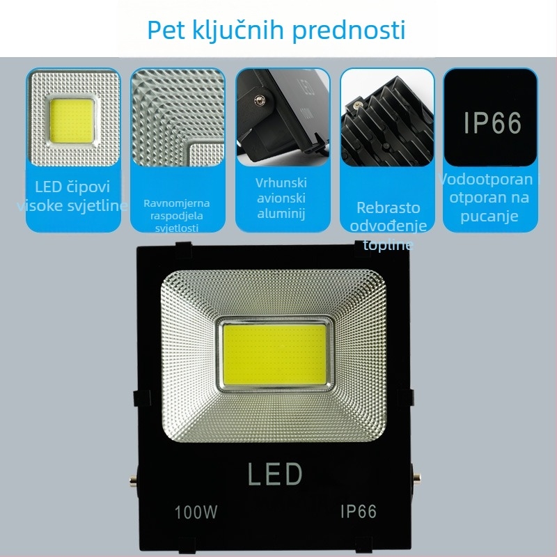 LED floodlight za vanjske tvornice i tunelske projekte, 50W/100W/200W, aluminijsko kućište, IP66, kut zračenja 120°