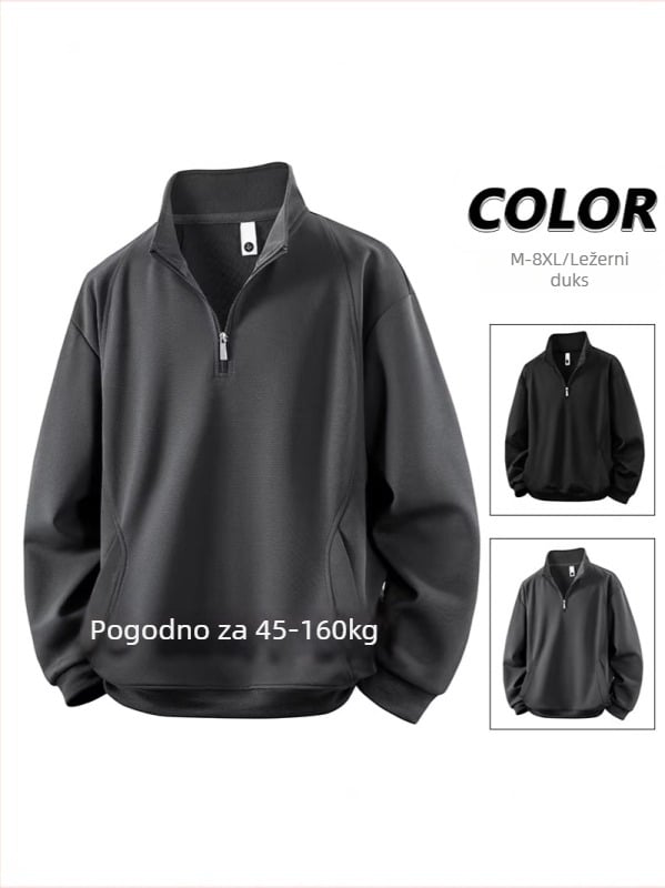 Muški poluzip džemper, dugi rukavi, ležernog kroja, veličina 8XL