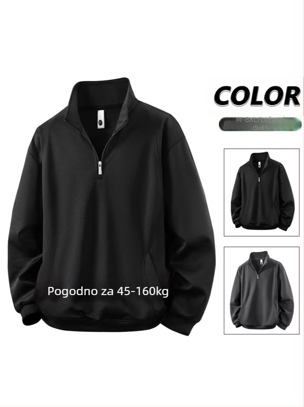 Muški poluzip džemper, dugi rukavi, ležernog kroja, veličina 8XL