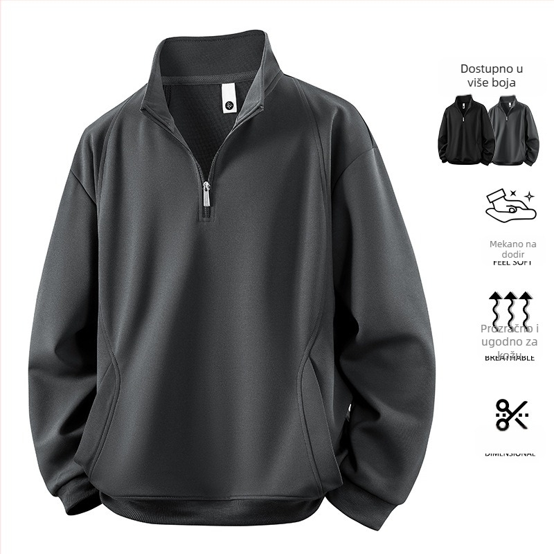 Muški poluzip džemper, dugi rukavi, ležernog kroja, veličina 8XL