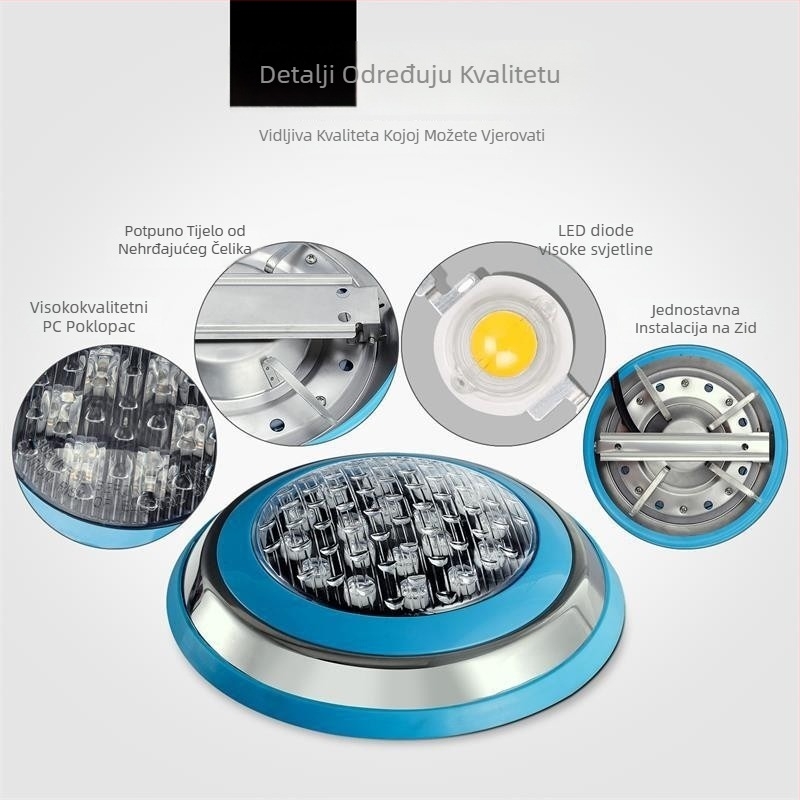 LED podvodno svjetlo za bazene - šaroliko osvjetljenje, zidna svjetiljka za bazen i fontanu, vodootporno krajolinsko osvjetljenje, 12V-24V, IP68