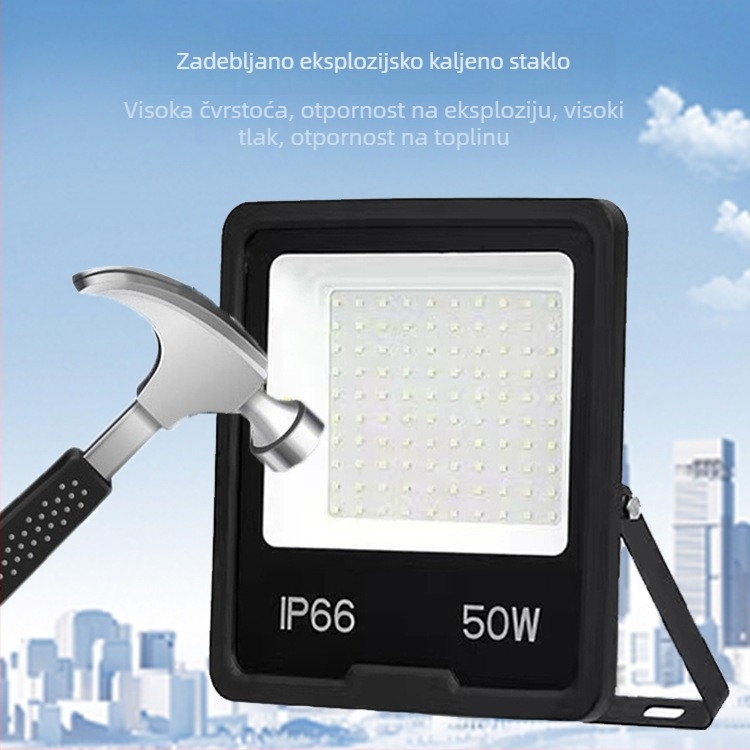 Chang Lang Lighting vanjski LED IP65 vodootporni ultra-tanki flood svjetlo, inženjerska klasa, 50–200W, 1200 lm, 144×2835 LED, 120° snop, crna aluminijska kućišta