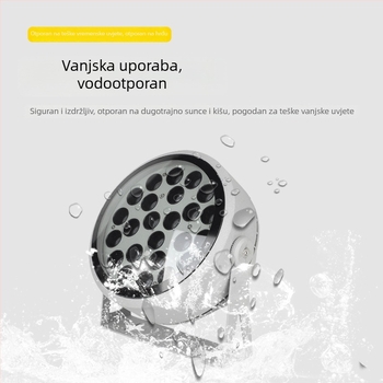 Vanjska vodootporna LED rasvjeta za drveće s lukom projekcije, kružni prožektor sa samočišćenjem, 36 LED, 12–54W, sivo aluminijsko kućište, IP65, 45° snop, model JSL-1081