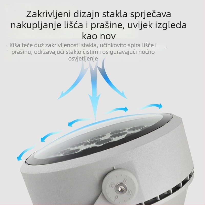 Vanjska vodootporna LED rasvjeta za drveće s lukom projekcije, kružni prožektor sa samočišćenjem, 36 LED, 12–54W, sivo aluminijsko kućište, IP65, 45° snop, model JSL-1081