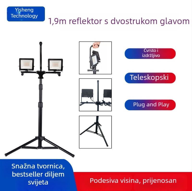 LED višenamjenski punjivi reflektor sa stativom, vodootporna rasvjeta za hitne situacije