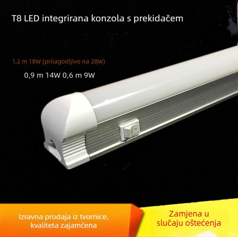 T8 LED integrirana svjetiljka s prekidačem, T8 držač s malim prekidačem, namijenjena za fluorescencijske cijevi