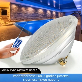 PAR56 podvodno svjetlo za bazen, debelo staklo kućište, zamjenjivi LED, više boja