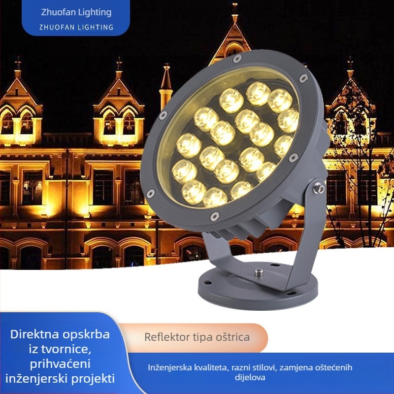 Vanjski LED floodlight za rasvjetu vrta i drveća, IP67, 9W, 5000 lm