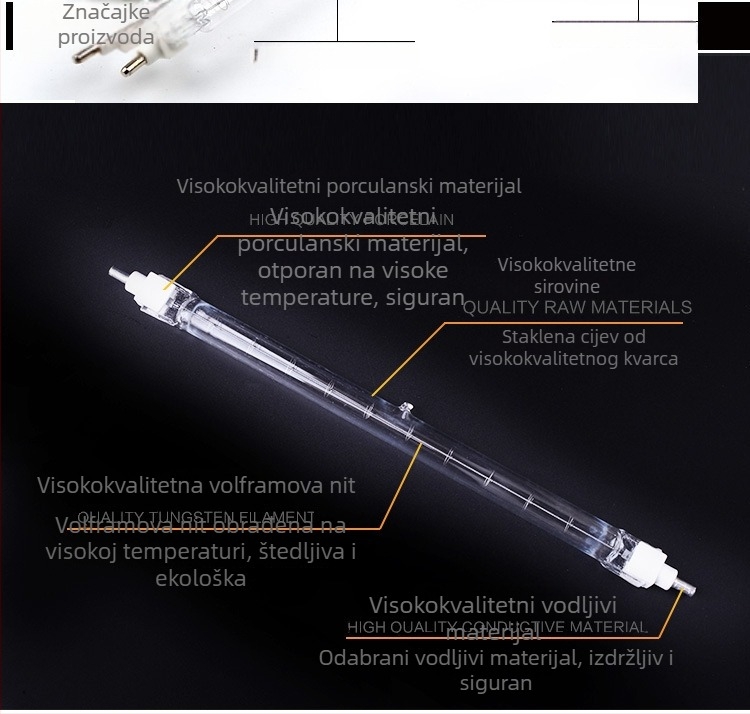 Klip-on 1000W jod-wolfram cijev lampe, halogenska žarulja, 220V s držačem