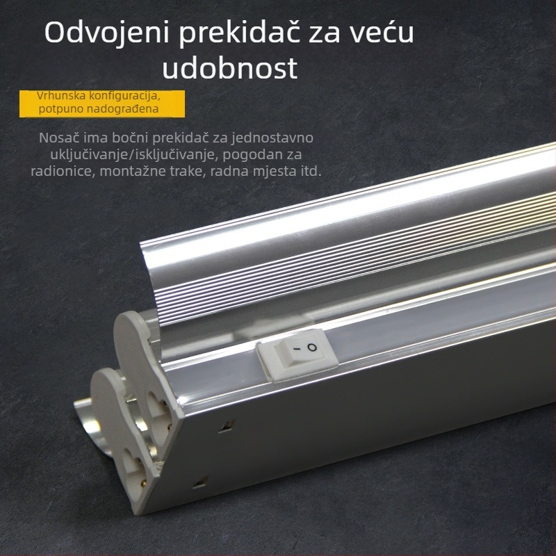 T5 integrirani LED nosač za cijev s jednim ili dvostrukim poklopcem i prekidačem, aluminijsko kućište, duljina 1,18 m, 36 W, 1800 lm, 180° snop, G13 baza