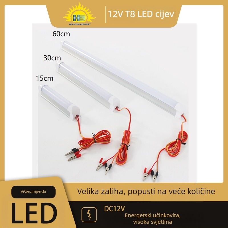 T8 LED cijev, 60 cm, DC12V, 8W, 36×5730 LED, 120° snop, IP20, CRI 70, plastično kućište