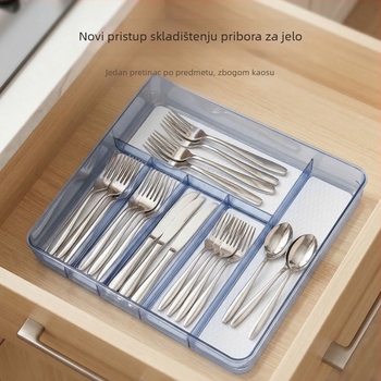 Prozirna kutija za pribor sa šest odjeljaka, organizator za ladicu, plastična kutija za pohranu, prilagodljiva
