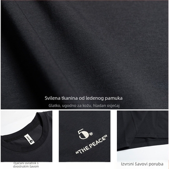 Muško kratko rukav T‑shirt s dvostrukim bočnim zatvaračima, brzo suši, opuštena silueta, ljetna Ice Silk tkanina, s džepom