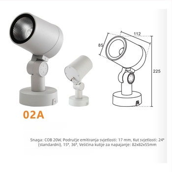 LED rasvjeta za drveće – okrugli ugrađeni set projektora u tlo, 20W, 5000 lm, 30° snop, aluminijsko kućište, 80 CRI