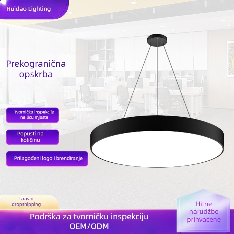LED uredska viseća svjetiljka u obliku kružnog prstena, minimalistički dizajn za ured, trgovačka središta i teretane