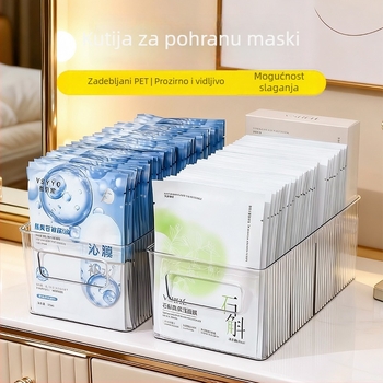 Akrilni organizator za kozmetiku s prozirnim pretincima za maske za lice, stolni spremnik za kozmetiku, velik kapacitet