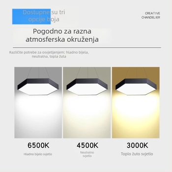 LED šesterokutni viseći svjetiljka, industrijskog stila, za ured, internet kafić, trgovački centar i teretanu, modularni dizajn