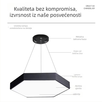 LED šesterokutni viseći svjetiljka, industrijskog stila, za ured, internet kafić, trgovački centar i teretanu, modularni dizajn