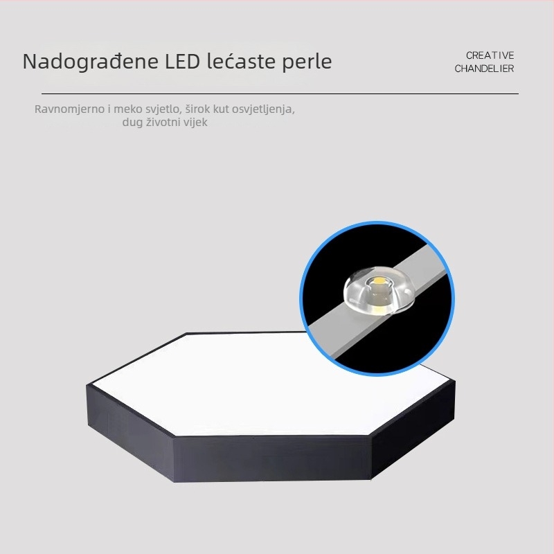 LED šesterokutni viseći svjetiljka, industrijskog stila, za ured, internet kafić, trgovački centar i teretanu, modularni dizajn