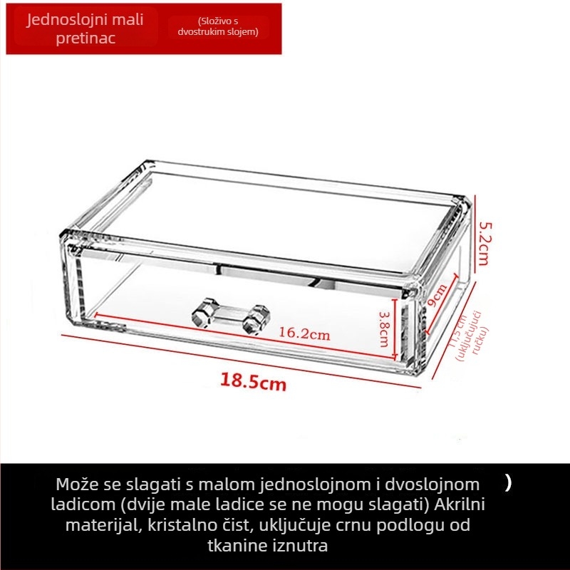 Prozirni akrilni organizator za stol s malim ladicama za kozmetiku i njegu kože