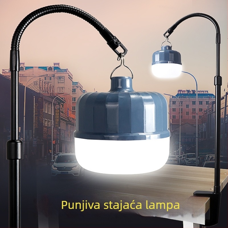 Prijenosna LED ultra jaka lampica za štandove noćnih tržnica — nužno osvjetljenje, lampica s klipsom i teleskopskim nosačem