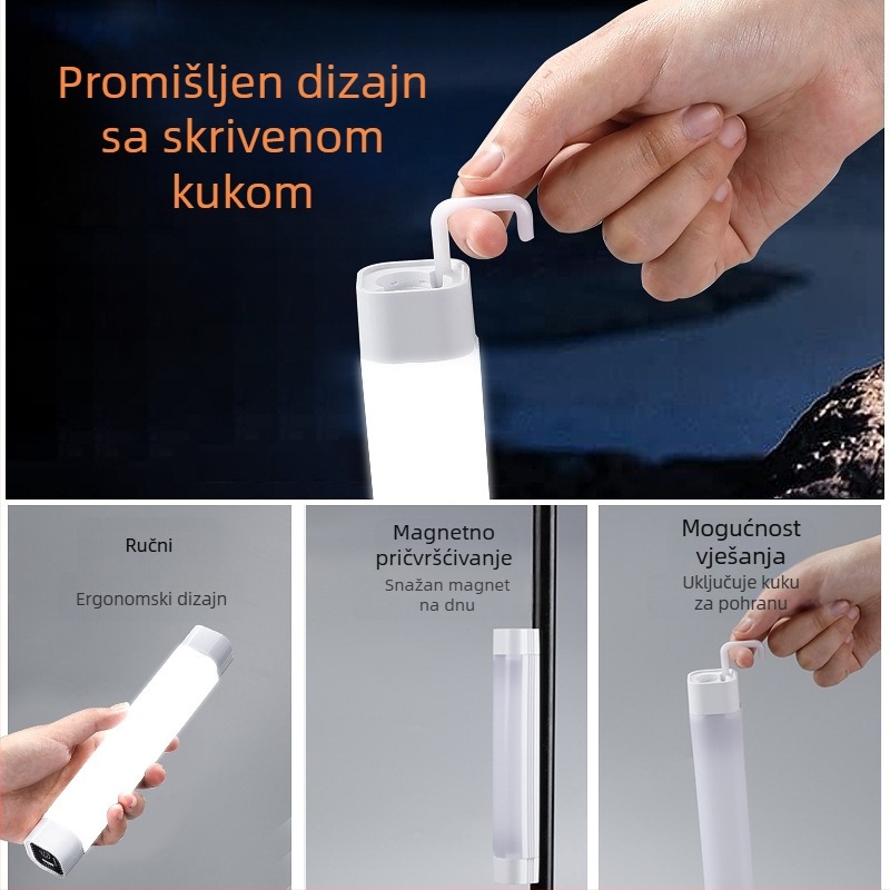 LED prijenosna svjetiljka za nuždu s USB punjenjem, magnetsko pričvršćivanje za štandove na noćnim tržištima