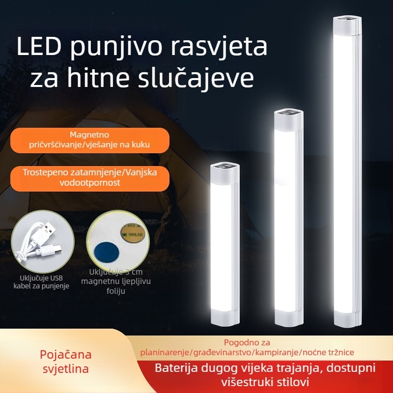 LED prijenosna svjetiljka za nuždu s USB punjenjem, magnetsko pričvršćivanje za štandove na noćnim tržištima