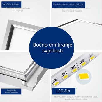 LED ravni panel za plafon 600x600, aluminijski okvir 595x595, 110V, gips ploča, integrirana plafonska svjetiljka 60x60x60