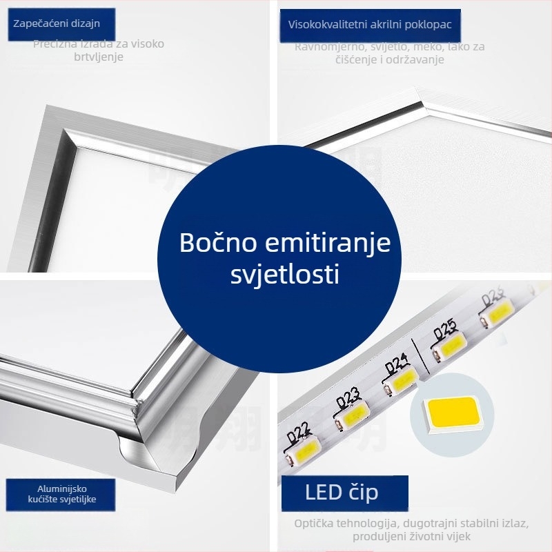 LED ravni panel za plafon 600x600, aluminijski okvir 595x595, 110V, gips ploča, integrirana plafonska svjetiljka 60x60x60