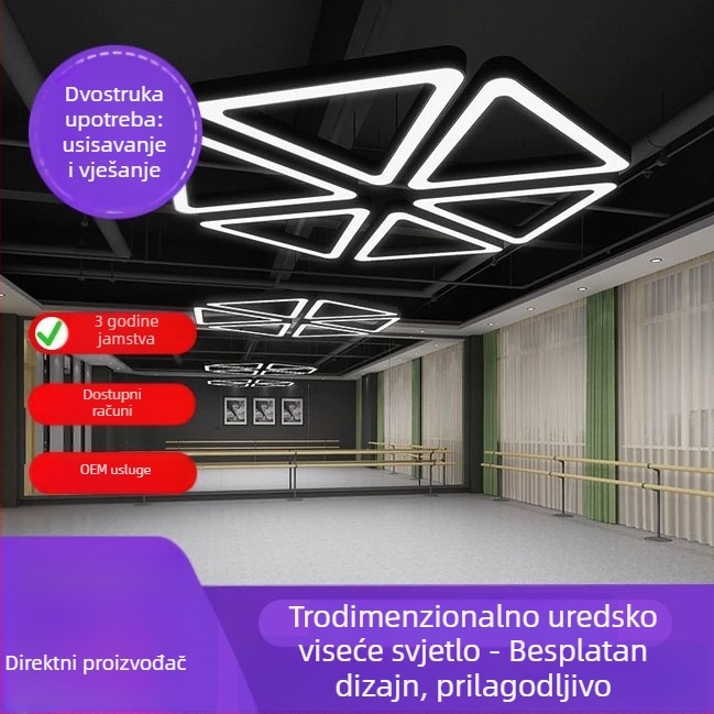 LED trokutasta viseća svjetiljka, industrijskog stila, za urede, kafiće, fitness dvorane i trgovačke centre