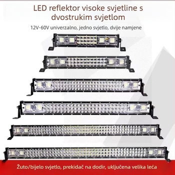 Auto LED traka svjetla, žuto-bijeli dvobojni laserski spot, 12–24V, vodootporan, mreža s tri reda za daleko i blizu svjetla