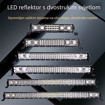 Auto LED traka svjetla, žuto-bijeli dvobojni laserski spot, 12–24V, vodootporan, mreža s tri reda za daleko i blizu svjetla