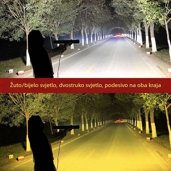 Auto LED traka svjetla, žuto-bijeli dvobojni laserski spot, 12–24V, vodootporan, mreža s tri reda za daleko i blizu svjetla