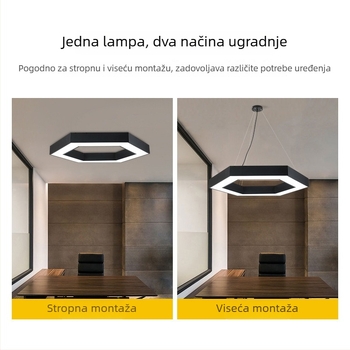 LED šesterokutna viseća svjetiljka za trgovačke centre, teretane, internet kafiće i urede; iznimno svijetlo površinsko svjetlo