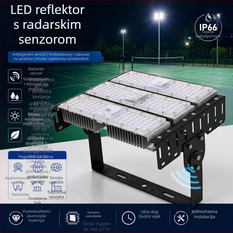 Reflektor sa senzorom radara, vanjski, 200W, visoka osjetljivost, dug domet, IP65 vodootporan