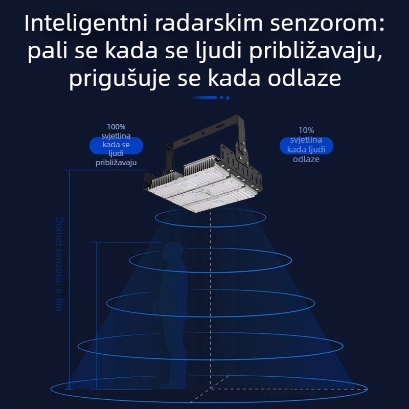 Reflektor sa senzorom radara, vanjski, 200W, visoka osjetljivost, dug domet, IP65 vodootporan