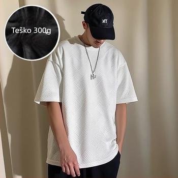 2025 novo muško T-shirt s uzorkom waffle, američki stil, plus veličina, kratki rukav, ljeto