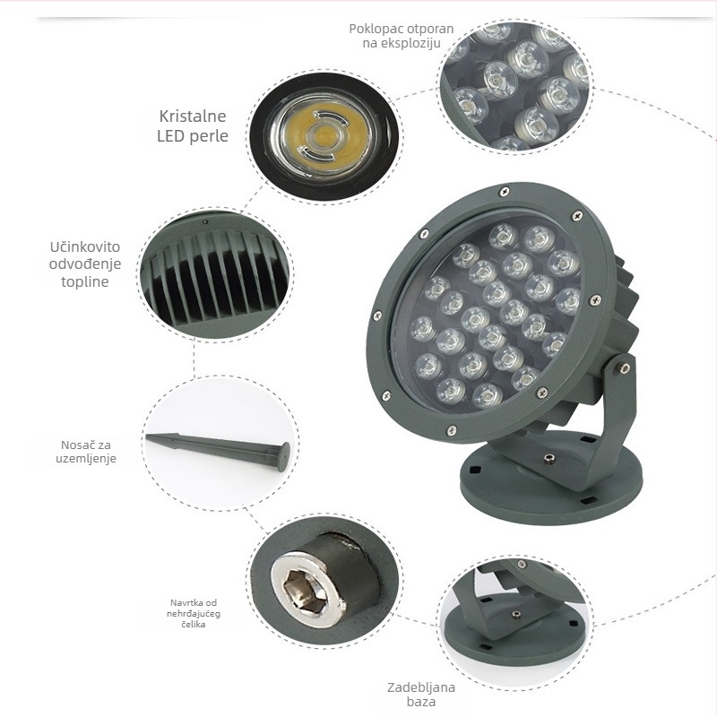 LED svjetlo za drveće i krajolik, vanjsko vodootporno, 3W/6W/9W/12W/18W, osvjetljenje tla, super svijetlo