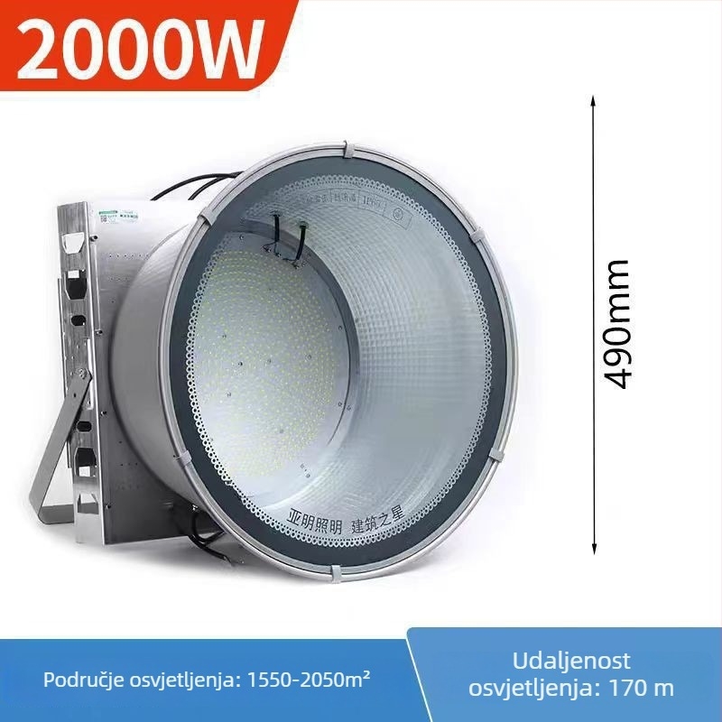 LED svjetlo za tornjevu dizalicu 1000W/2000W/3000W, vodootporan vanjski reflektor za gradilište i morsku upotrebu