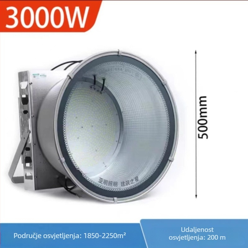 LED svjetlo za tornjevu dizalicu 1000W/2000W/3000W, vodootporan vanjski reflektor za gradilište i morsku upotrebu