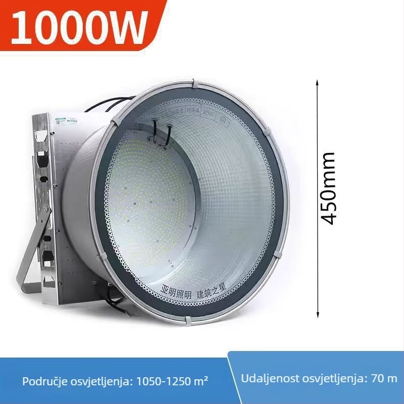 LED svjetlo za tornjevu dizalicu 1000W/2000W/3000W, vodootporan vanjski reflektor za gradilište i morsku upotrebu